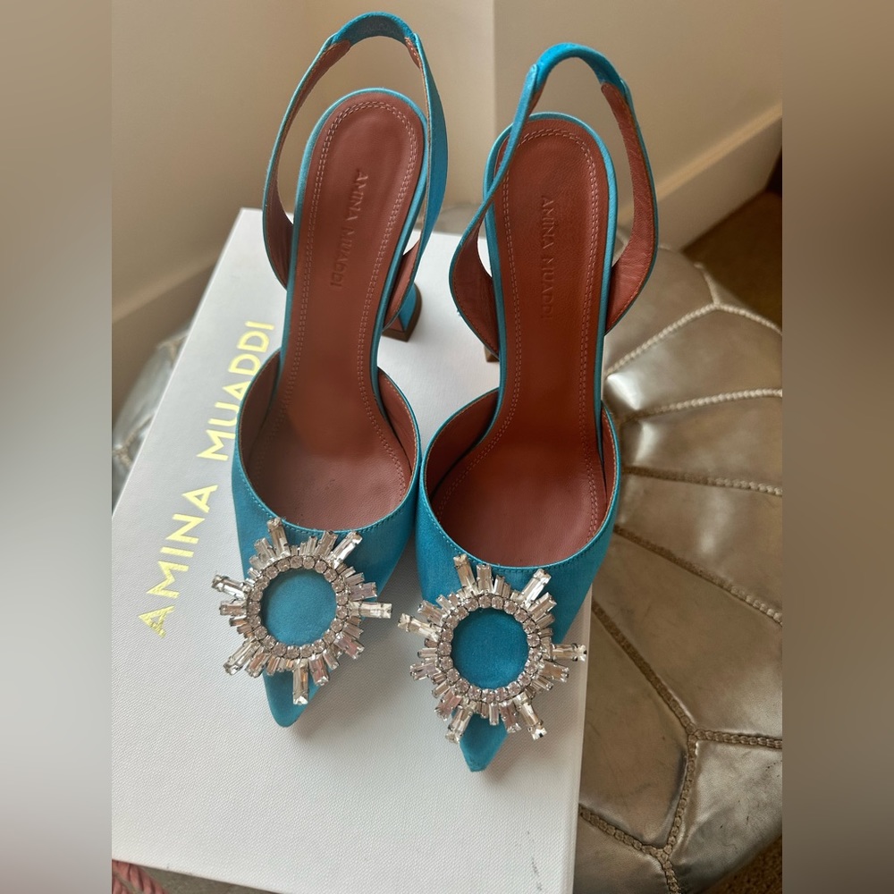 Amina Muaddi Begum Crystal Brooch Slingback